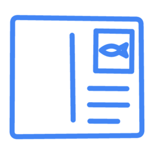 Postcard icon with a fish stamp